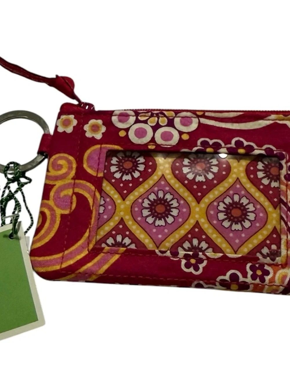 Vera Bradley ID Zip Case Keychain – Pink Floral Paisley Retired Print - Picture 3 of 7